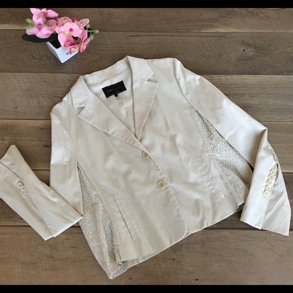 🌟FREE🌟BCBG ivory tan ruched blazer L Large - Picture 1 of 5